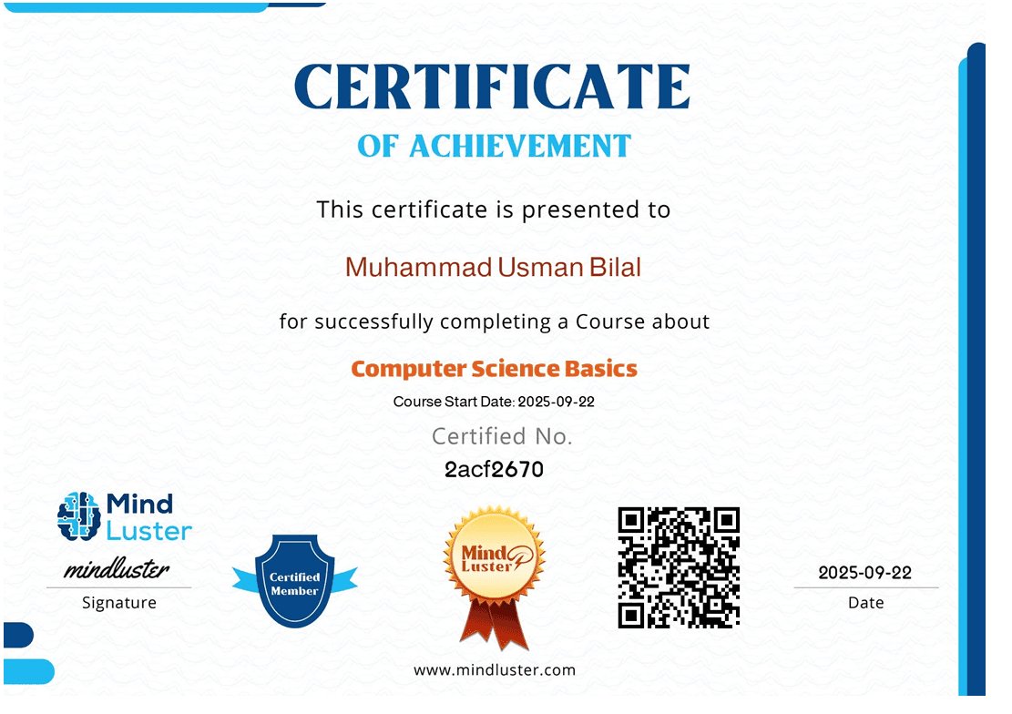 A certificate for Computer Science Basics