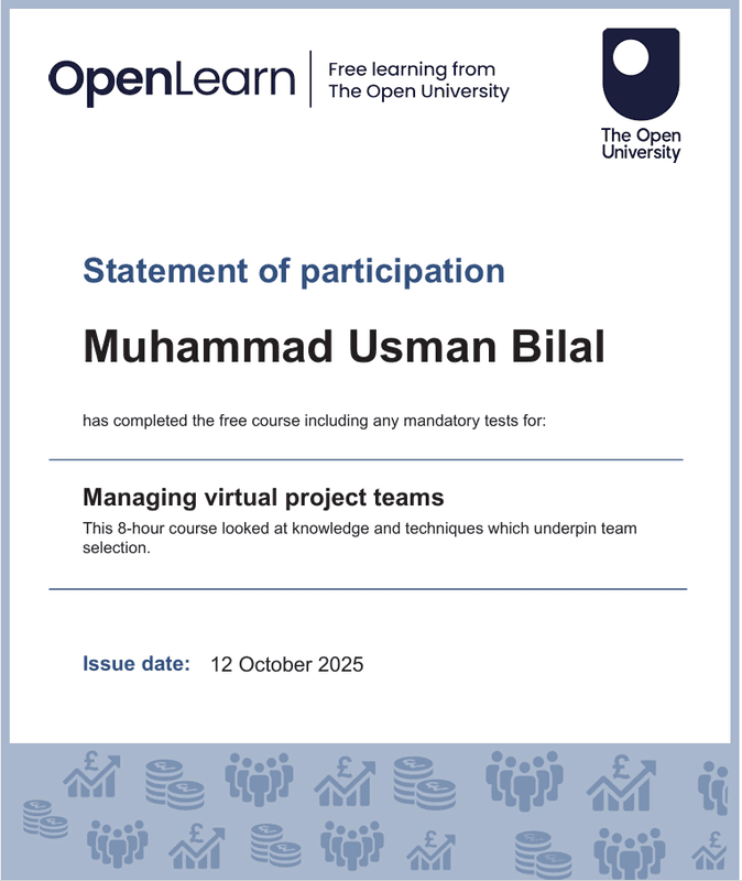 A certificate for Managing Virtual Project Teams